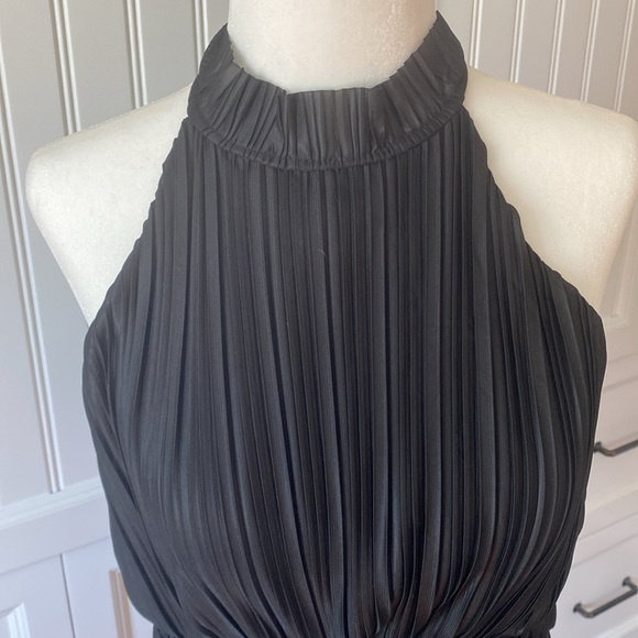 Anthropologie Womens En Elly Pleated Halter Tank Top Open Back Black Size S - Picture 2 of 6